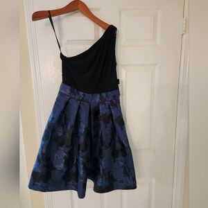 Lauren Ralph Lauren Black One Shoulder A-Line Cocktail Dress